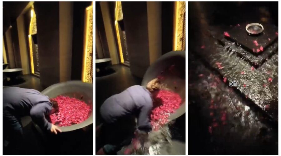 Turista derruba bacia gigante em hotel de luxo e registro viraliza: ‘Ainda bem que não sou eu’