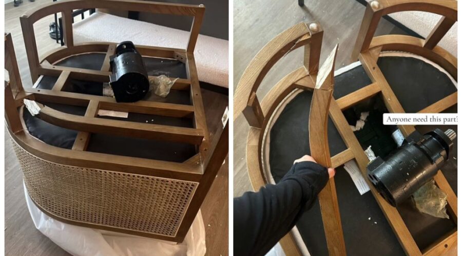 Mulher encontra peça de carro escondida em cadeira de R$ 4 mil comprada pela internet